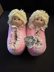 NEW!! 1984 Vintage Cabbage Patch Doll -Kids Pink Slippers Blonde Head Size 9-10