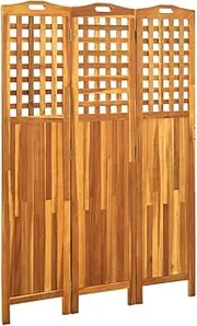vidaXL Solid Acacia Wood Room Divider - 3-Panel Foldable Privacy Screen for Indoor/Outdoor Use - Sturdy and Durable - Brown