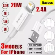 Baseus 3 in 1 USB Charging Cable PD 20W Type C Fast Charger Cord iPhone Samsung