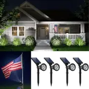 (4 Pack Cool White) Solar Powered Spotlights Security Lighting Outside Waterp...