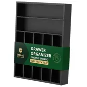 Luxury Bamboo Kitchen Drawer Organizer - Silverware Organizer - 7 Slot Black