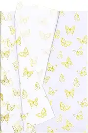 Hjvvr Tissue Paper,Metallic Butterfly Wrapping Paper,20sheets 20x14inch Gold for Birthday Wedding Party