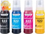 522 Sublimation Ink for Epson ET-2720 2800 2803 2810 4810 - CMYK, No-Mess