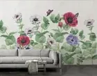 3D Watercolor Butterfly Floral Self-adhesive Removeable Wallpaper Wall Mural