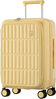 [Generic] Carry On Luggage Suitcases with Wheels: Carry On Luggage 22x14x9 Airline Approved - Expandable Luggage with 8 Spinner Wheels, 100% PC Hard Shell - Side Open Lightweight Suitcase (Cheese Yellow)