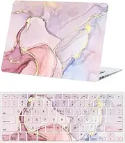 Case Compatible with MacBook Pro 13 inch 2015 2014 2013 2012 Release A1502 A1425 with Retina Display, Plastic Durable Creative Hard Shell Protective Case & Keyboard Cover, Pink Marble