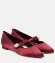 [Manolo Blahnik] Manolo Blahnik Marijanaflat embellished Mary Jane flats AU 5 red