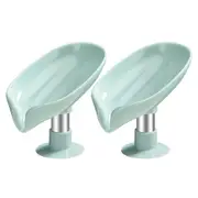 2pcs/4pcs Leaf-Shape Soap Holder Self Draining Soap Dish Sponge Tray with Suction Cup