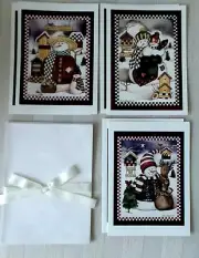 LAURIE KORSGADEN Country SNOWMAN Christmas Note Cards Set of SIX
