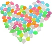 Ipetboom Unique Shape Luminous Pebbles 100pcs Decorative Rocks Material Glow in The Dark for Aquarium Fish Tank