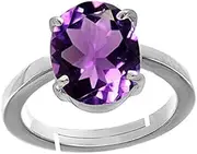 [INDIA MADE] 6.00 Ratti Amethyst Purple Crystal Stone Silver With Metal Adjustable Ring For Astrological Purpose For Men And Women By Lab Certified-B08XQXHDN6, Silver, Created Sapphire, Silver, Created