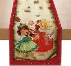 Vintage Christmas Table Runner Christmas Decorations Red Vintage Style Sant