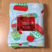 New 1 St Nicholas Square Mittens Hats Print Fleece Throw Blanket Blue Red Green