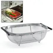 Stainless Steel Sink Telescopic Wash Vegetable Basket Colander Strainer Draining