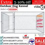 Pet Dog Kennel Outdoor Cage Large Metal Puppy Wire Enclosure Run Playpen 2x2x1 m