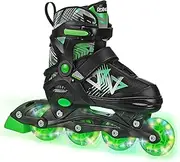 Roller Derby Girls Inline Skates, Adjustable Size, Purple, Light Up Wheels, 70mm Polyurethane Wheels, Gold-5 Speed Bearings, Medium (Fits 2-5), Small (Fits 11-1)