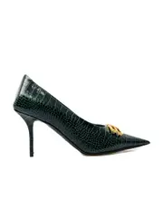 80mm Square Knife BB crocodile-effect pointed pumps 35 Green