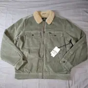 Billabong Jacket Mens Medium Sage Corduroy Sherpa Lined Full Zip Olive NWT