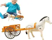 Walking Horse Toy - Vintage Carriage Model Desktop Decoration | Retro Walking Retro Horse-Drawn Cart Model for Home, School, Daycare Center
