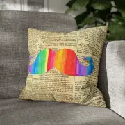 CUSHION COVER PILLOW CASE|HIPSTER COLOURFUL MOUSTACHE #10