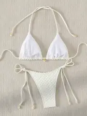 Swim Summer Beach Halter Triangle Tie Side Bikini Set – Women's Two-Piece suit