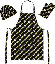 NORTHWEST NFL Green Bay Packers 3-Piece Apron, Oven Mitt and Chef Hat Set, One Size, Team Colors