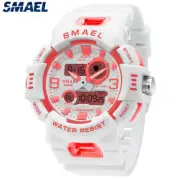 SMAEL Men Watches Boys Girls White Strap Wristwatch Big Dial Mens Digital Watch