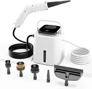 Steam Cleaners, 1500w 4bar Handheld Steam Cleaner with 1.55l Large Water Tank and 4-Speed Digital Display Adjustable, High Temperature Steamer Cleaning Machine for Windows, Gas Stoves Etc. White