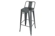 Bolero High Metal Bar Stools with Back Rests Gun Metal Grey (Pack of 4) - Cafe Bar Stools (DM935) - DM935