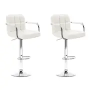 Set of 2 Bar Stools Gas lift Swivel - Steel and White
