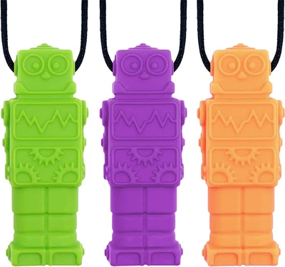 Panny & Mody Robot Sensory Chew Necklaces(3 Pack), Silicone Pendant Chewable ...