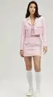 Cider Pink Lady Cropped Tweed Blazer 3-piece Set with Tube Top and Skirt Size S