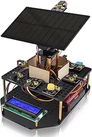 KEYESTUDIO DIY Solar Tracking Electronics Kit for Arduino, Solar Power Module, Temperature and Humidity Sensor, LCD Display, Buzzer Components Educational Programming Projects for Teens Adults 14+