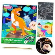 JUNQIU Scratch Art for Kids Black Rainbow Scratch Art Paper Set-Arts Dinosaurs