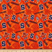 Sykel Enterprises NCAA Syracuse Tone Cotton Fabric, Orange, Navy, White