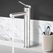 ACA Basin Mixer Tap Bathroom Vanity Sink Swivel Nozzle Faucet Round Brushed