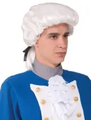 Colonial Man Wig Powder White Fancy Dress Up Halloween Adult Costume Accessory