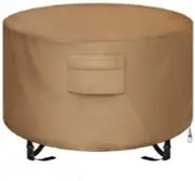Round Fire Pit Cover Waterproof 600D Heavy Duty Cover Fits Round Outdoor Fire