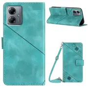 For Motorola Moto G14 4g Wallet Case Pu Leather Phone Stand Cover With Shoulder Strap