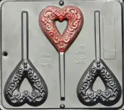 NEW Valentine HEART Hearts Chocolate Candy Fondant Plaster Clay Lollypop Mold