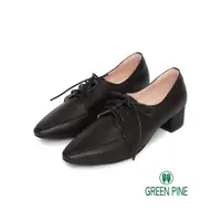 在飛比找momo購物網優惠-【GREEN PINE】清新綁帶真皮粗跟牛津鞋黑色(0065