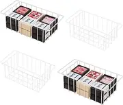 lonpute Chest Freezer Organizer Bins 17.5 Inch, Deep Upright Freezer Baskets Storage Rack Bins, Metal Wire Baskets, White Set of 4