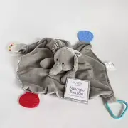 Modern Baby Gray Elephant Snuggle Lovey Blankie Plush Rattle Teether