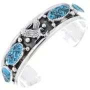 Navajo Handcrafted Sterling Silver and Turquoise Bird of Mercy Cuff Bracelet