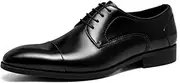 [Generic] Formal Loafer Shoes for Men Pointed Toe Lace Up Hand-Painted Genunine Leather with Block Heel Slip On for Office First Layer Decorate Dress Shoes for Men Men's Leather Shoes