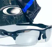 NEW Oakley FLAK 2.0 Thin Blue Line POLARIZED Galaxy Chrome Mirror Sunglass 9188