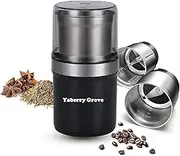 Yaberry Grove-Coffee Grinder Electric, Herb Grinder, Spice Grinder, Coffee Bean Grinder, Espresso Grinder with 2 Removable Stainless Steel Bowl