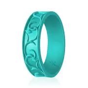 Silicone Wedding Flower Ring - Turquoise by ROQ for Women - 11 mm Ring