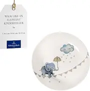 Villeroy & Boch - Boho Kids Walk Like an Elephant Children's Deep Plate, Deep Plate for Children, Porcelain Plate, Soup Plate, Pasta Plate, 18.5 cm Diameter, Dishwasher Safe, Microwave Safe,