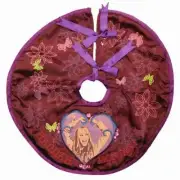 Burgundy Satin Hannah Montana Mini Christmas Tree Skirt 18 Inch Miley Cyrus